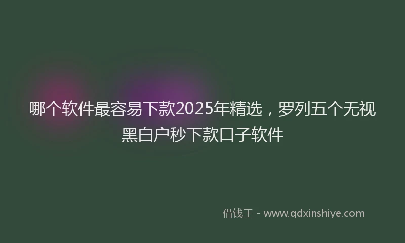 哪个软件最容易下款2025年精选，罗列五个无视黑白户秒下款口子软件