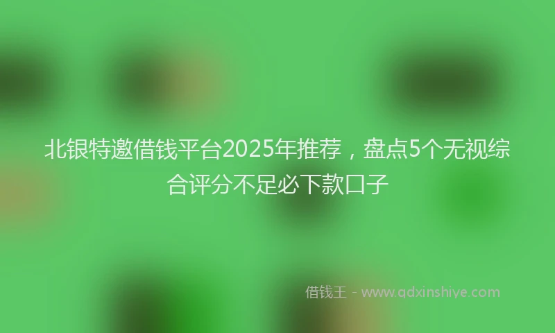 北银特邀借钱平台2025年推荐，盘点5个无视综合评分不足必下款口子