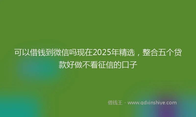 可以借钱到微信吗现在2025年精选，整合五个贷款好做不看征信的口子