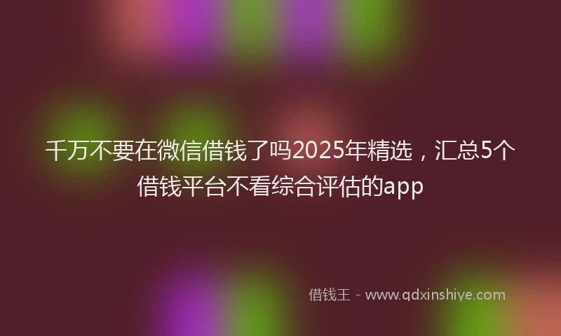 千万不要在微信借钱了吗2025年精选，汇总5个借钱平台不看综合评估的app