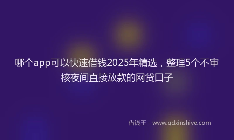 哪个app可以快速借钱2025年精选，整理5个不审核夜间直接放款的网贷口子
