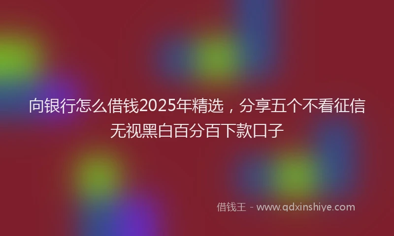 向银行怎么借钱2025年精选，分享五个不看征信无视黑白百分百下款口子