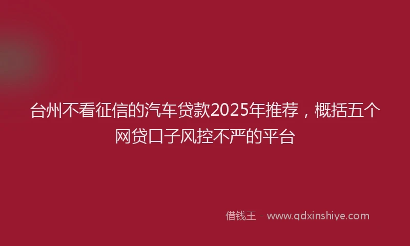 台州不看征信的汽车贷款2025年推荐，概括五个网贷口子风控不严的平台