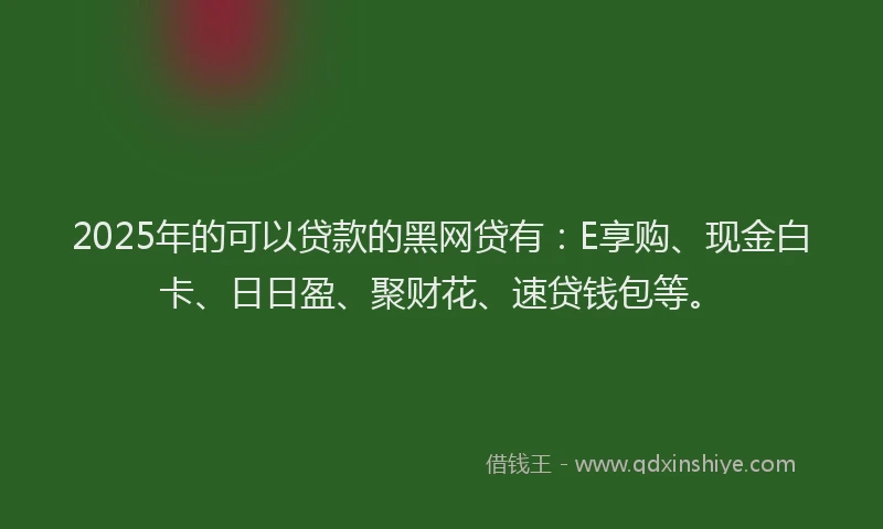 2025年的可以贷款的黑网贷有：E享购、现金白卡、日日盈、聚财花、速贷钱包等。