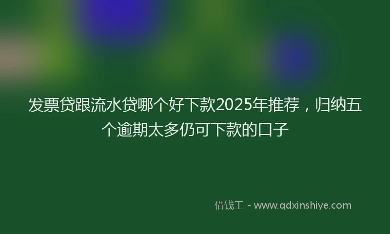发票贷跟流水贷哪个好下款2025年推荐，归纳五个逾期太多仍可下款的口子