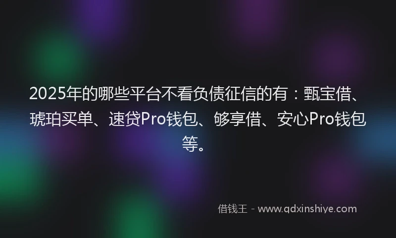 2025年的哪些平台不看负债征信的有：甄宝借、琥珀买单、速贷Pro钱包、够享借、安心Pro钱包等。