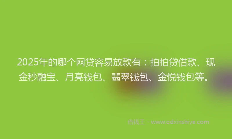2025年的哪个网贷容易放款有：拍拍贷借款、现金秒融宝、月亮钱包、翡翠钱包、金悦钱包等。