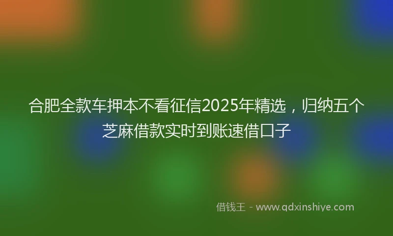 合肥全款车押本不看征信2025年精选，归纳五个芝麻借款实时到账速借口子