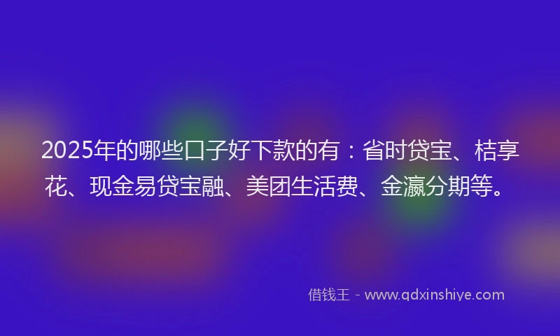 2025年的哪些口子好下款的有：省时贷宝、桔享花、现金易贷宝融、美团生活费、金瀛分期等。