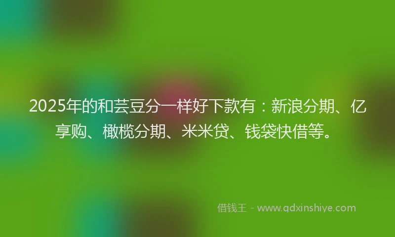 2025年的和芸豆分一样好下款有：新浪分期、亿享购、橄榄分期、米米贷、钱袋快借等。