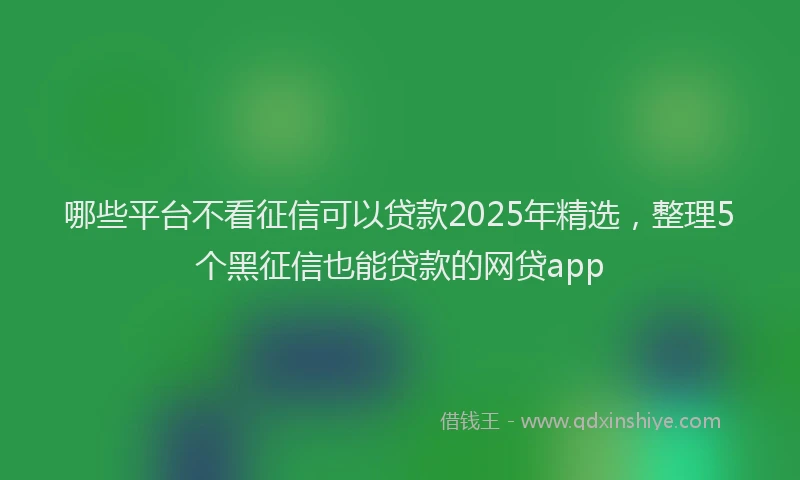 哪些平台不看征信可以贷款2025年精选，整理5个黑征信也能贷款的网贷app