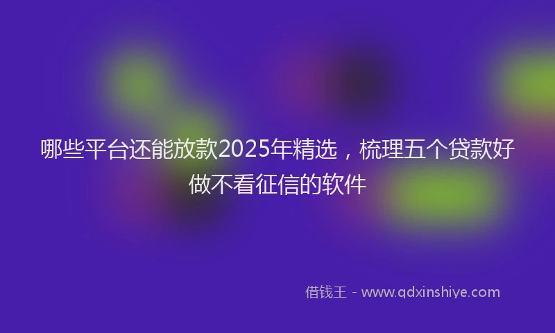 哪些平台还能放款2025年精选，梳理五个贷款好做不看征信的软件