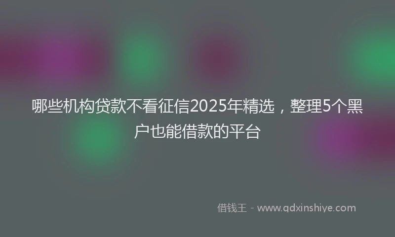 哪些机构贷款不看征信2025年精选，整理5个黑户也能借款的平台