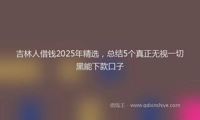 吉林人借钱2025年精选，总结5个真正无视一切黑能下款口子