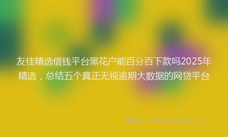 友佳精选借钱平台黑花户能百分百下款吗2025年精选，总结五个真正无视逾期大数据的网贷平台