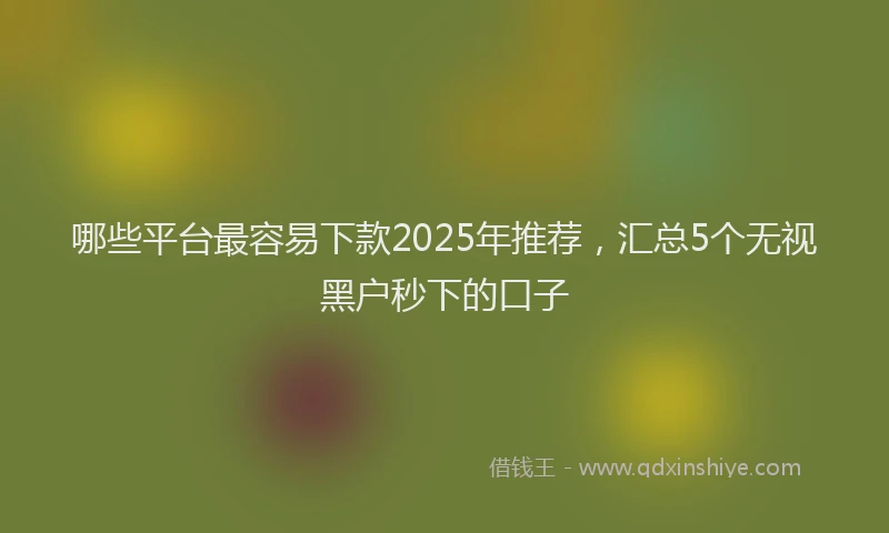 哪些平台最容易下款2025年推荐，汇总5个无视黑户秒下的口子