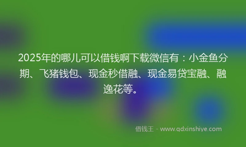 2025年的哪儿可以借钱啊下载微信有：小金鱼分期、飞猪钱包、现金秒借融、现金易贷宝融、融逸花等。