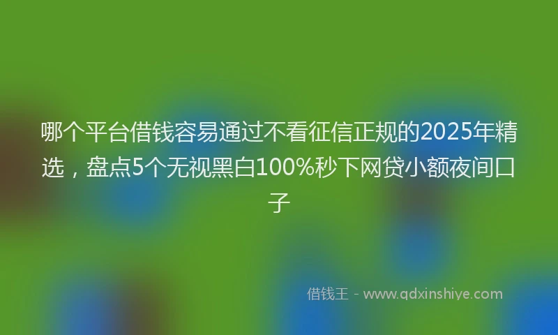 哪个平台借钱容易通过不看征信正规的2025年精选，盘点5个无视黑白100%秒下网贷小额夜间口子