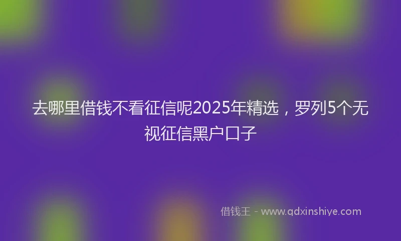 去哪里借钱不看征信呢2025年精选，罗列5个无视征信黑户口子
