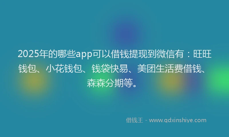 2025年的哪些app可以借钱提现到微信有：旺旺钱包、小花钱包、钱袋快易、美团生活费借钱、森森分期等。