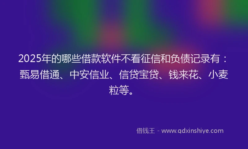 2025年的哪些借款软件不看征信和负债记录有：甄易借通、中安信业、信贷宝贷、钱来花、小麦粒等。