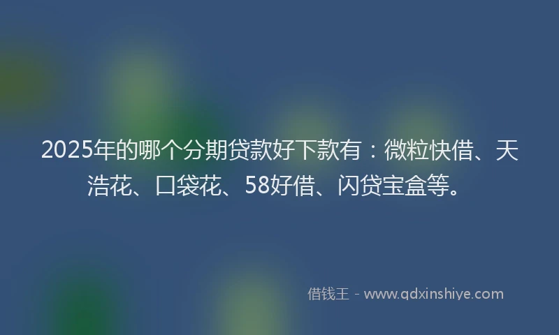 2025年的哪个分期贷款好下款有：微粒快借、天浩花、口袋花、58好借、闪贷宝盒等。