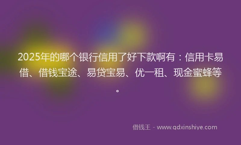 2025年的哪个银行信用了好下款啊有：信用卡易借、借钱宝途、易贷宝易、优一租、现金蜜蜂等。