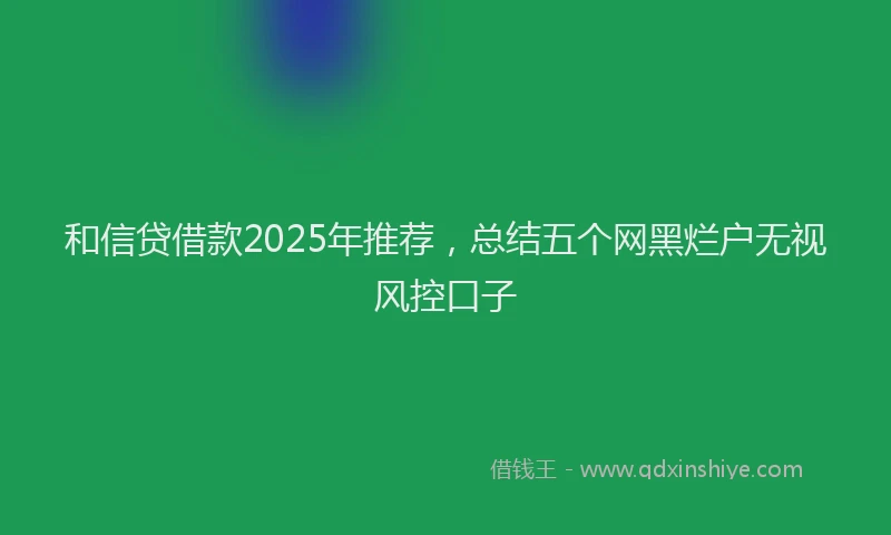 和信贷借款2025年推荐，总结五个网黑烂户无视风控口子