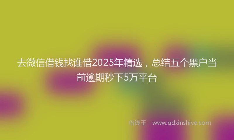 去微信借钱找谁借2025年精选，总结五个黑户当前逾期秒下5万平台