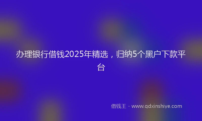 办理银行借钱2025年精选，归纳5个黑户下款平台