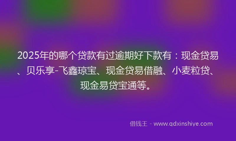 2025年的哪个贷款有过逾期好下款有：现金贷易、贝乐享-飞鑫琼宝、现金贷易借融、小麦粒贷、现金易贷宝通等。