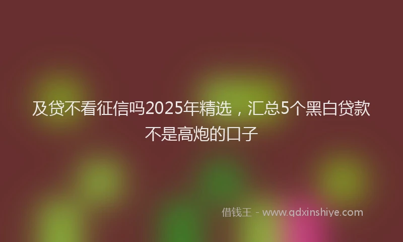 及贷不看征信吗2025年精选，汇总5个黑白贷款不是高炮的口子