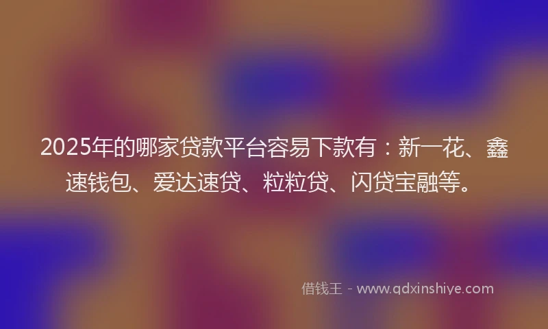 2025年的哪家贷款平台容易下款有：新一花、鑫速钱包、爱达速贷、粒粒贷、闪贷宝融等。