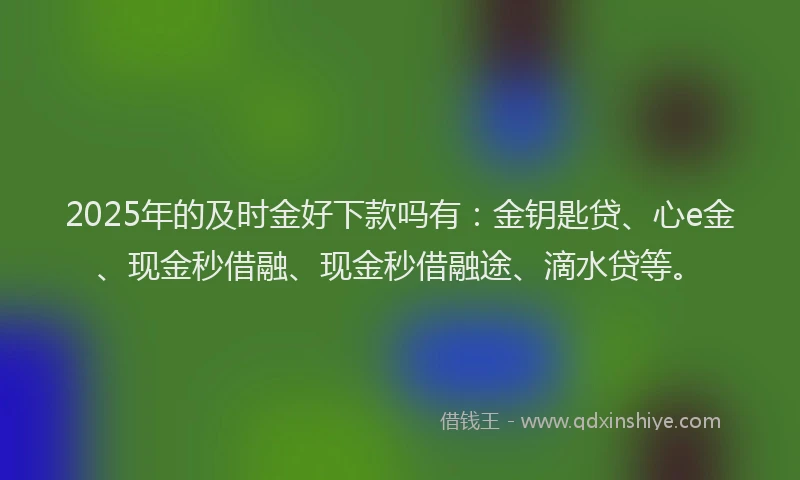 2025年的及时金好下款吗有：金钥匙贷、心e金、现金秒借融、现金秒借融途、滴水贷等。