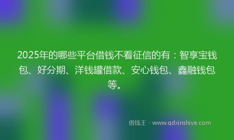 2025年的哪些平台借钱不看征信的有：智享宝钱包、好分期、洋钱罐借款、安心钱包、鑫融钱包等。