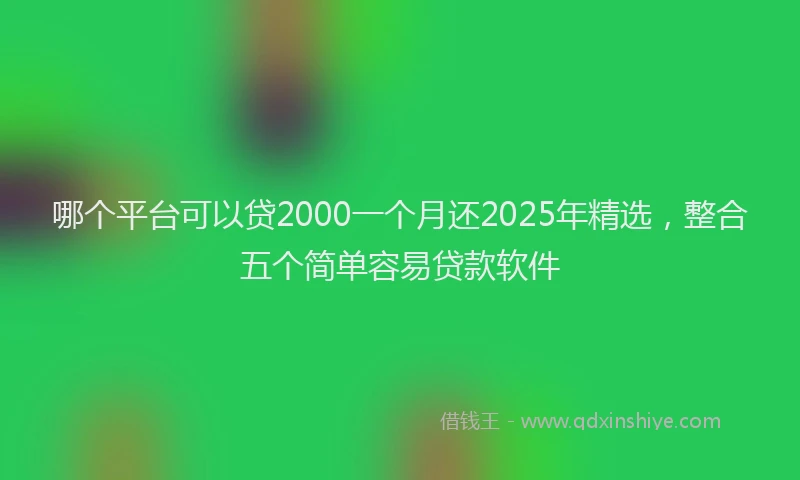 哪个平台可以贷2000一个月还2025年精选，整合五个简单容易贷款软件