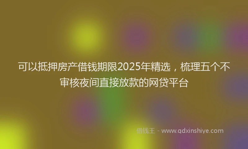 可以抵押房产借钱期限2025年精选，梳理五个不审核夜间直接放款的网贷平台