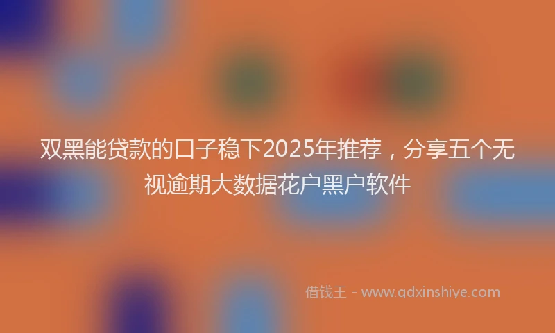 双黑能贷款的口子稳下2025年推荐，分享五个无视逾期大数据花户黑户软件