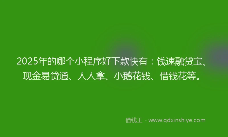 2025年的哪个小程序好下款快有：钱速融贷宝、现金易贷通、人人拿、小鹅花钱、借钱花等。