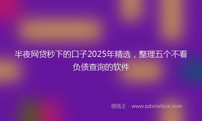 半夜网贷秒下的口子2025年精选，整理五个不看负债查询的软件