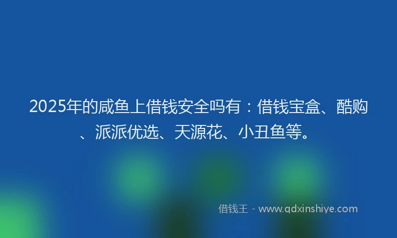 2025年的咸鱼上借钱安全吗有：借钱宝盒、酷购、派派优选、天源花、小丑鱼等。