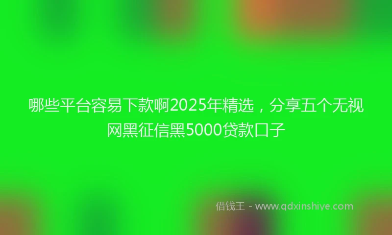 哪些平台容易下款啊2025年精选，分享五个无视网黑征信黑5000贷款口子