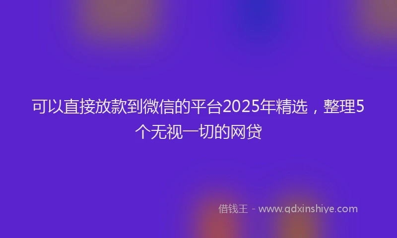 可以直接放款到微信的平台2025年精选，整理5个无视一切的网贷