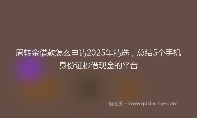 周转金借款怎么申请2025年精选，总结5个手机身份证秒借现金的平台