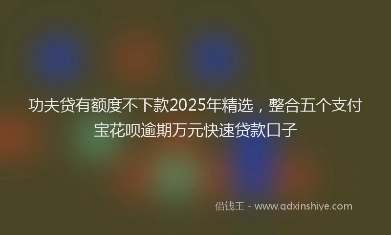 功夫贷有额度不下款2025年精选，整合五个支付宝花呗逾期万元快速贷款口子