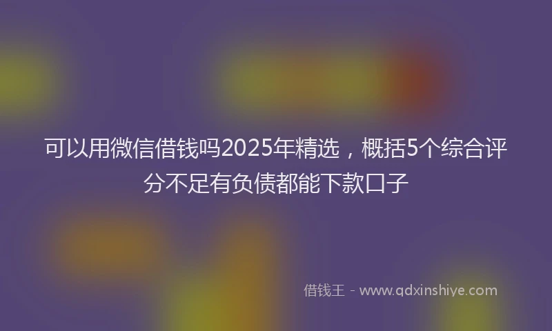 可以用微信借钱吗2025年精选，概括5个综合评分不足有负债都能下款口子