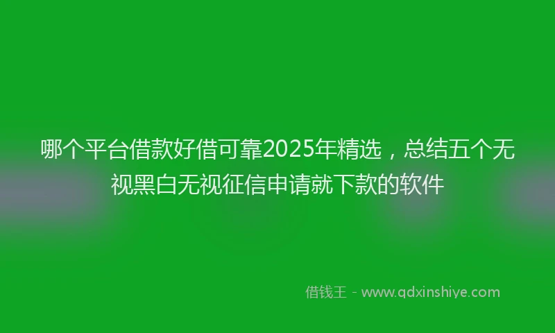 哪个平台借款好借可靠2025年精选，总结五个无视黑白无视征信申请就下款的软件