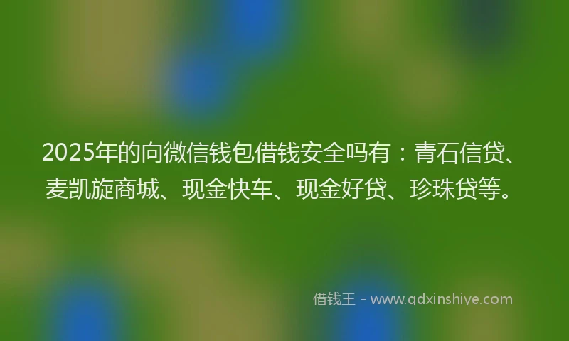 2025年的向微信钱包借钱安全吗有：青石信贷、麦凯旋商城、现金快车、现金好贷、珍珠贷等。