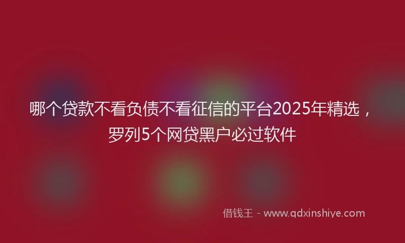 哪个贷款不看负债不看征信的平台2025年精选，罗列5个网贷黑户必过软件