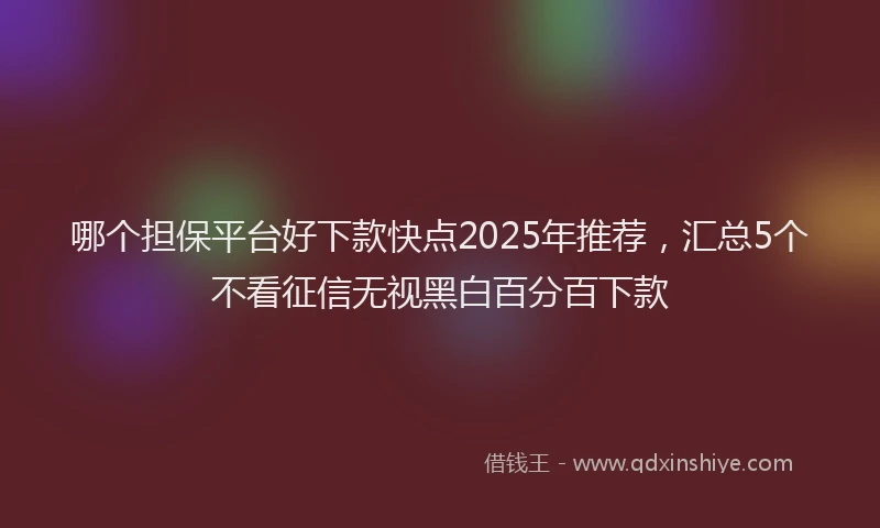 哪个担保平台好下款快点2025年推荐，汇总5个不看征信无视黑白百分百下款